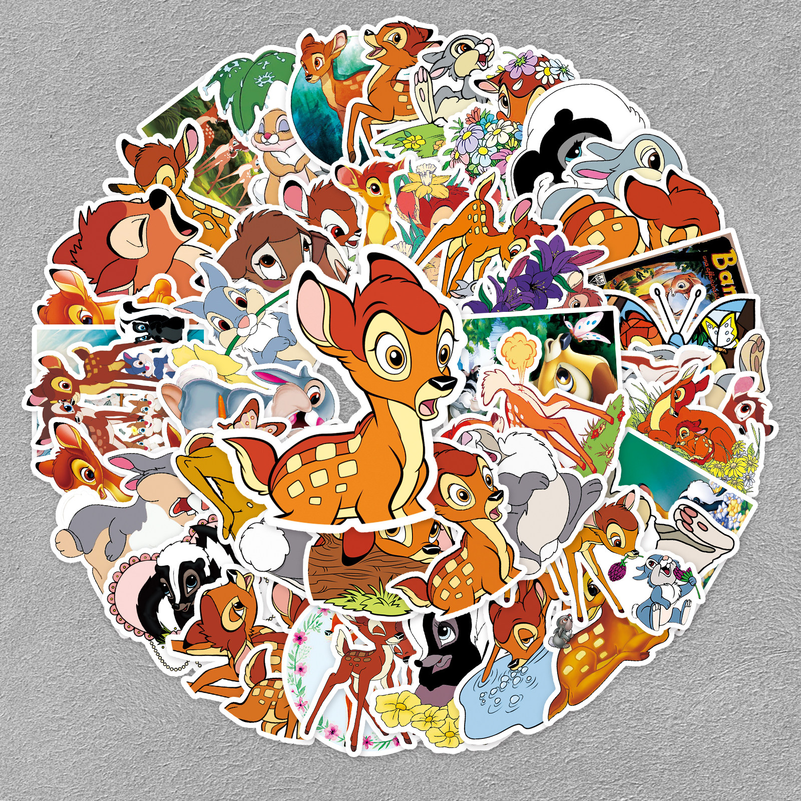 50张动画小鹿斑比贴纸卡通涂鸦diy装饰手机笔记本行李箱滑板贴纸