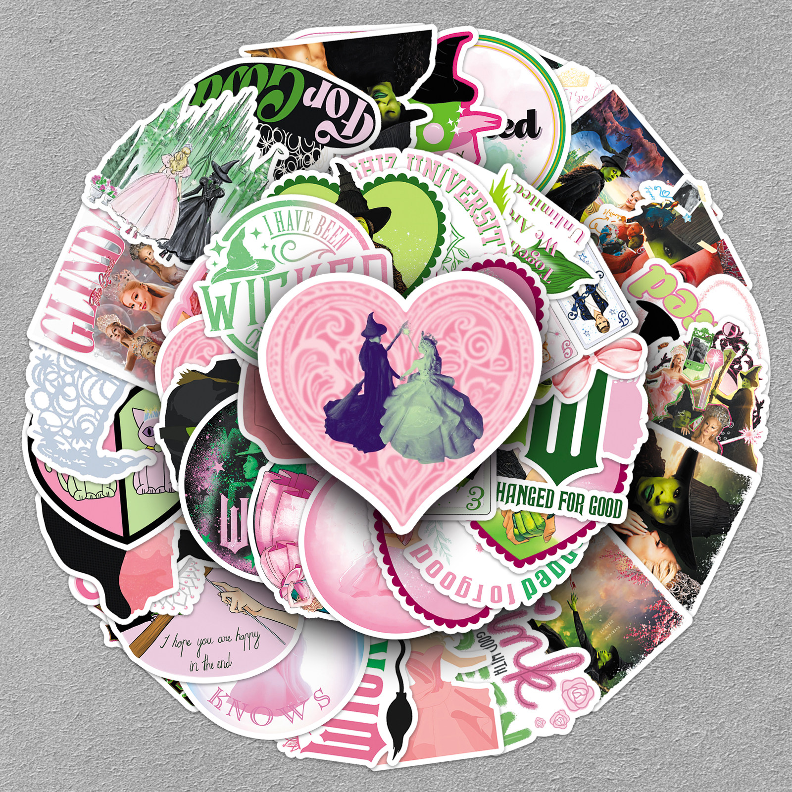 100张魔法坏女巫电影涂鸦贴纸Wicked周边手账咕卡手机壳高清贴纸