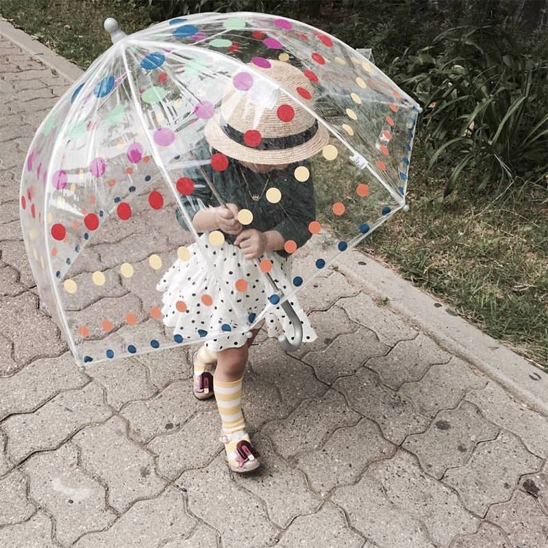 童透雨伞明风彩点儿宝宝街拍雨伞玻纤维拱形伞广告蘑菇伞