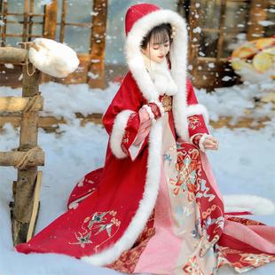 陌南尘_喜燕迎春 原创唐制汉服女2025新款秋冬季加厚斗篷齐胸古装