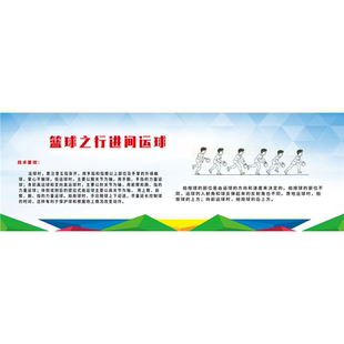 篮球之行进间运球动作示范意图墙贴纸画喷绘展板海报印制