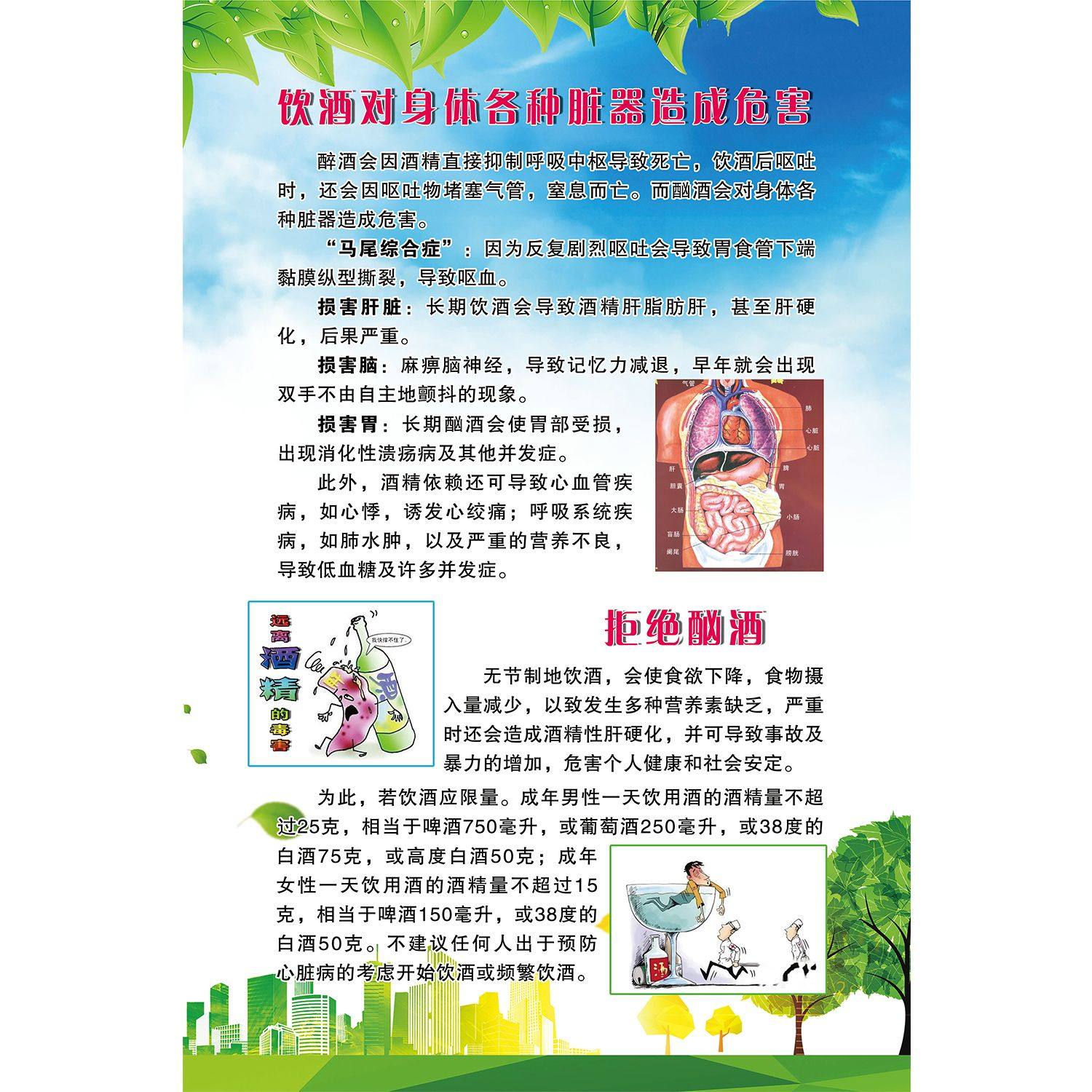 饮酒对身体各种脏器造成危害海报展板喝酒的危害墙贴墙纸装饰画