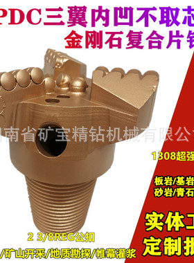 厂家批发金刚石复合片PDC钻头三翼不取芯煤矿打水井地质勘探钻头