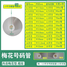 内齿PVC管线号标记05-35平方梅花管套管绝缘管.0.3-6扁形号码套管