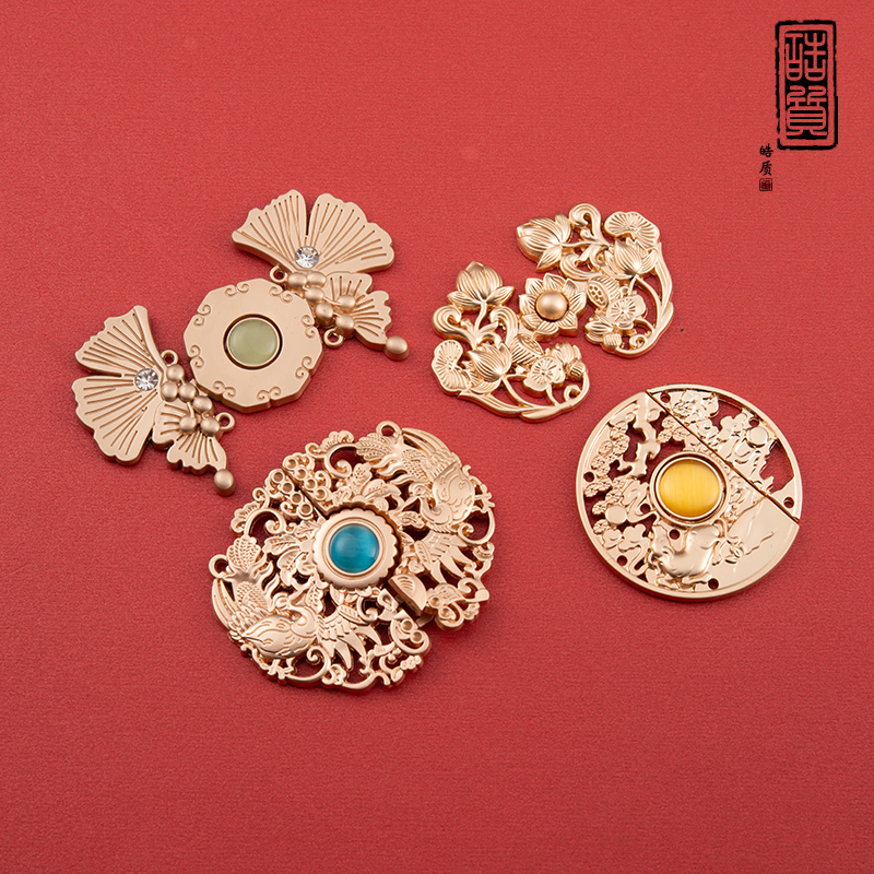 汉服子母扣复古大衣猫眼石金属对扣明制宋制中国风披肩比甲装饰扣