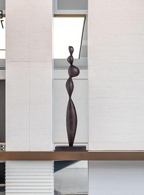 酒店大堂创意抽象实木雕塑艺术品摆件样板间室内玄关木雕装饰摆设