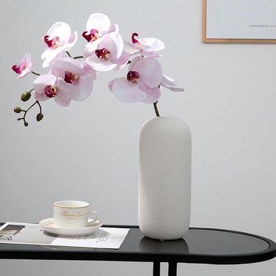 仿真花高级感逼真湿感3D立体兰花单支蝴蝶兰陶瓷花瓶白色插花摆件