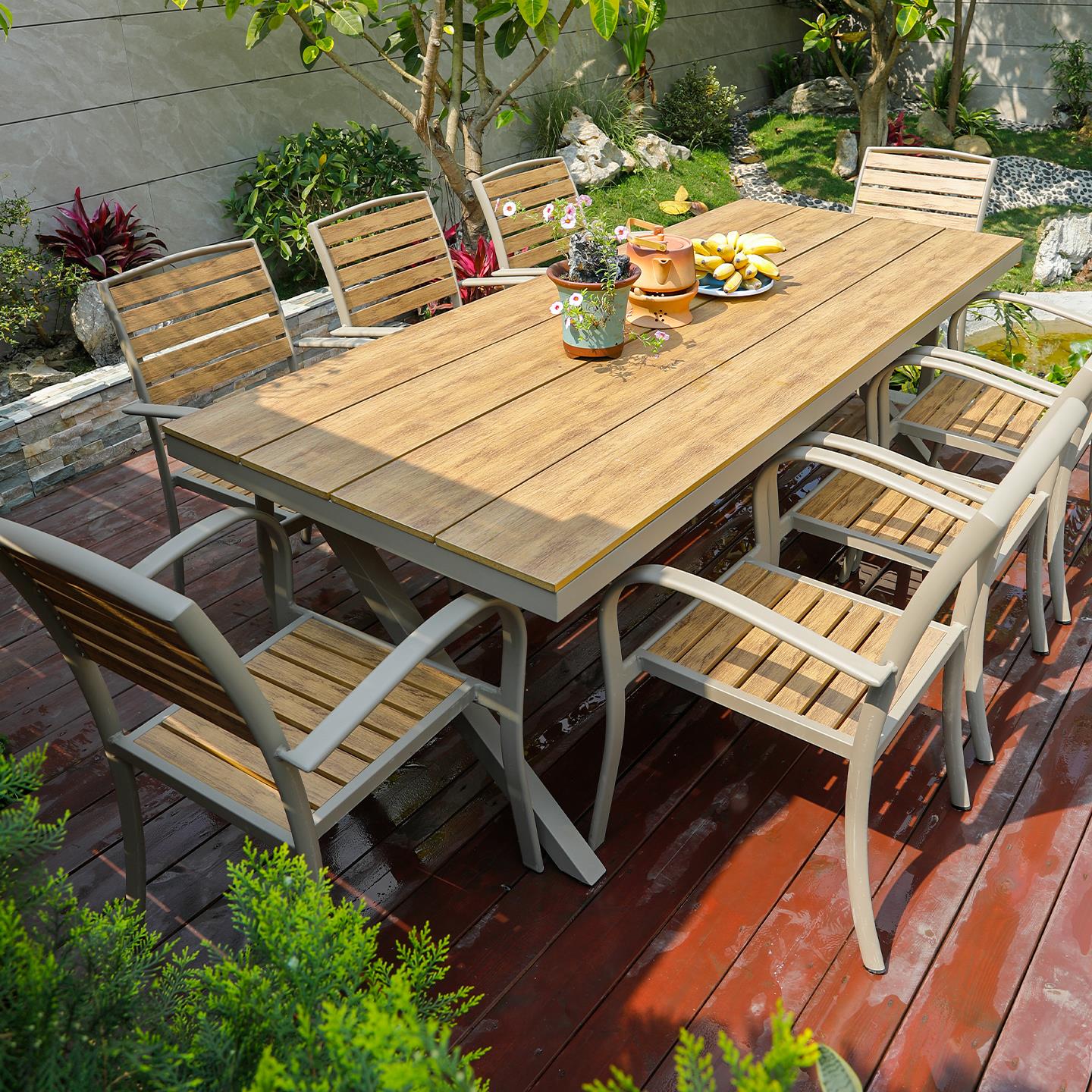 户外塑木桌椅庭院花园露天室外休闲防腐木餐别墅露台室外桌椅组合