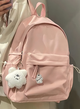 【揍梨】韩系纯色少女书包ins风简约百搭学生双肩背包