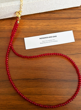 本命年新年款巨显白红珠串珠锁骨链气质高级百搭毛衣链简约高级感