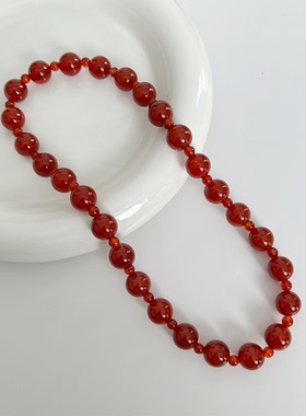 天然红玛瑙双圈本命年手串百搭高级小众轻奢设计感手链女款