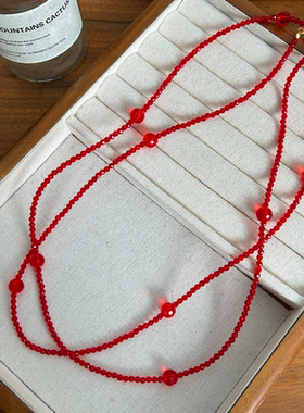 时尚简约秋冬明艳好运珠红珠项链大气气质宴会优雅女小众简约高级