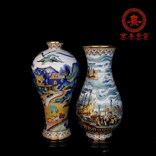 15英寸景泰蓝花瓶丝绸之路金路银海盛世合瓶商务公司周年庆贺礼品