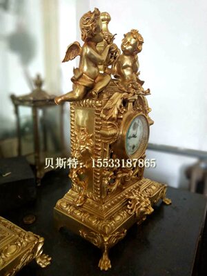 钟表纯铜金色老式机械报时座钟z家居欧式西洋软装摆钟创意游丝摆