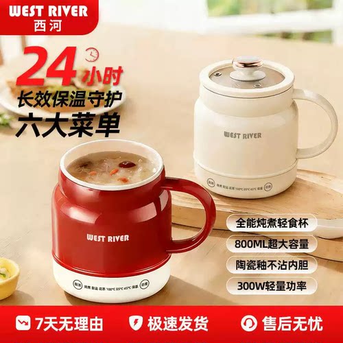 多功能电炖杯陶瓷养生壶宿舍办公室小型保温炖煮一体电热杯炖煮杯