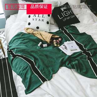 配饰毯民宿床旗床尾巾 棉腈混纺条纹针织午睡沙发毛毯子家具软装