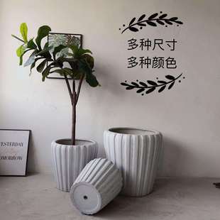 简约创意南瓜型水泥花盆北欧风方形厂家落地大花盆