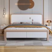 现代简约1.8米主卧储物双人床1.5米公寓单人经济型家用高箱实木床