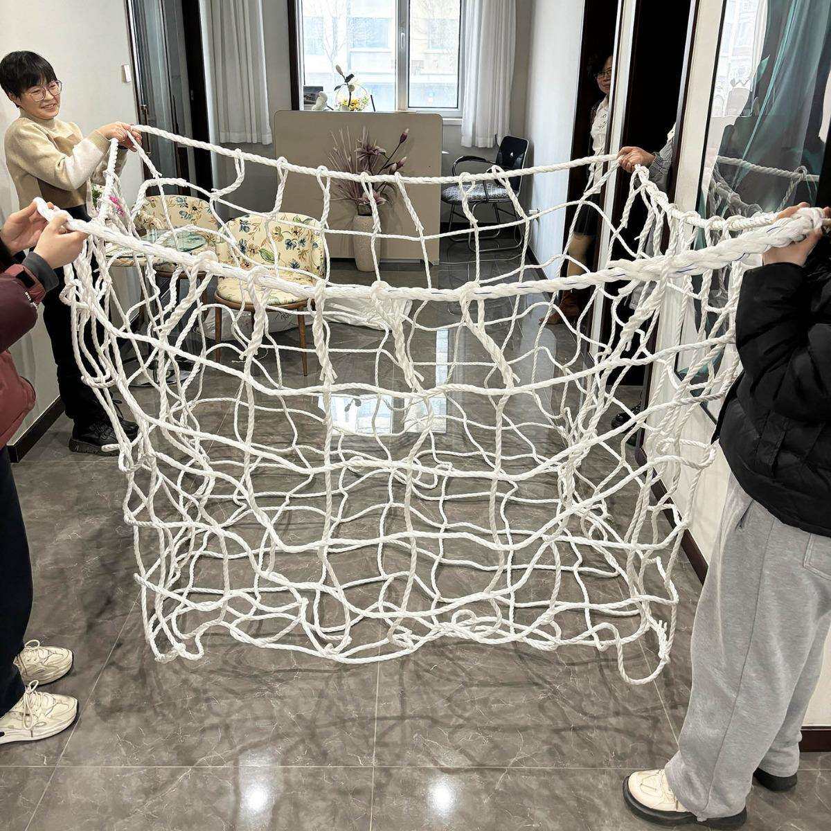 防汛聚丙烯抛石网兜PP材质航运码头吊货网手工白色软体编织尼龙绳