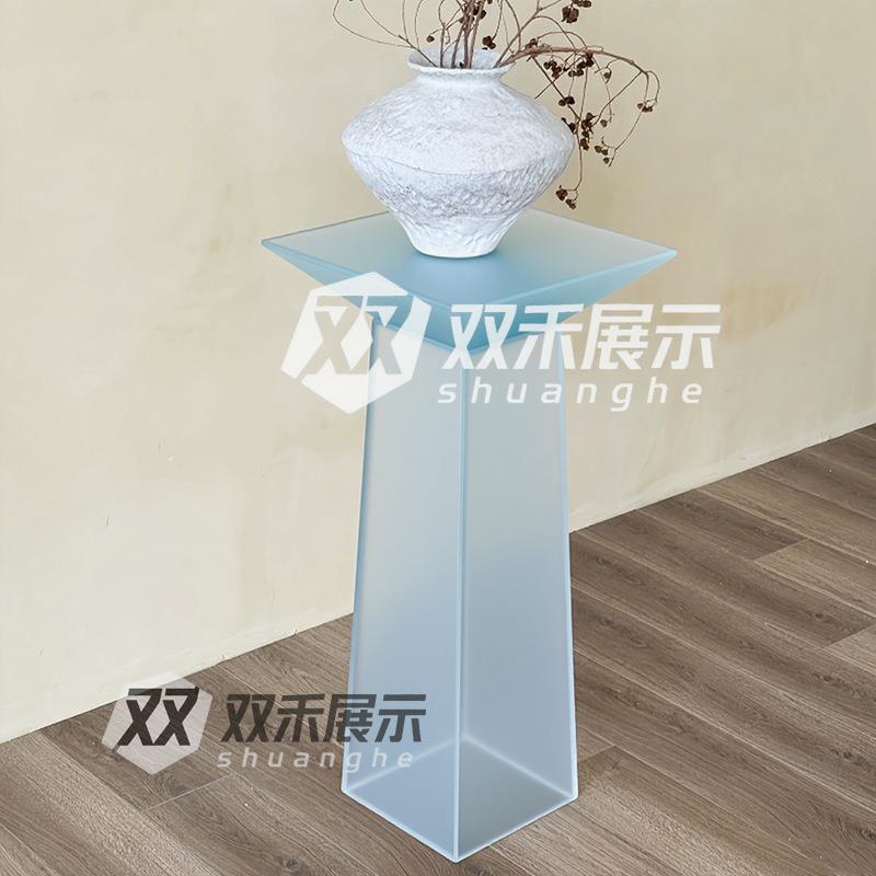 磨砂亚克力花架落地彩色产品展示台高级盆景架多巴胺玄关展示架