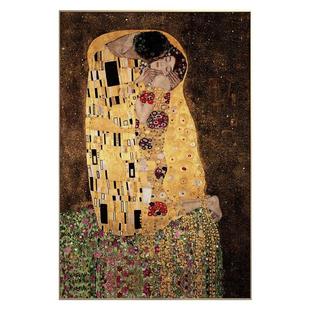 网红克里姆特 吻 抽象艺术装饰画竖版大幅过道玄关酒店走廊壁画挂