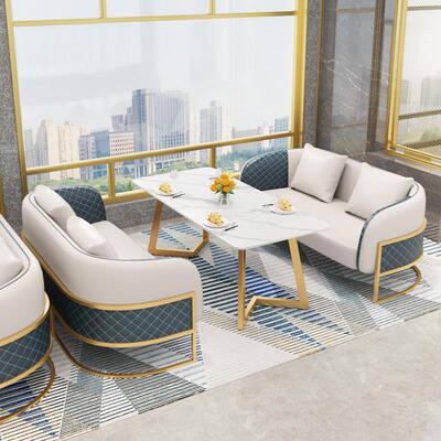 北欧酒店大堂美容院休闲 休息区会客谈单接待饭厅卡座沙发桌椅组