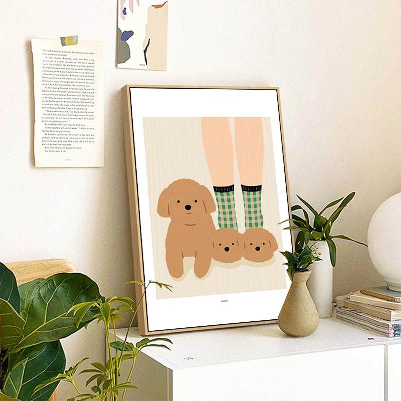 现代简约韩系午后猫咪狗狗睡觉向日葵花卉装饰画卧室餐厅玄关挂画,家居饰品,现代装饰画,淘宝优惠券,粉丝福利购,淘宝优惠卷