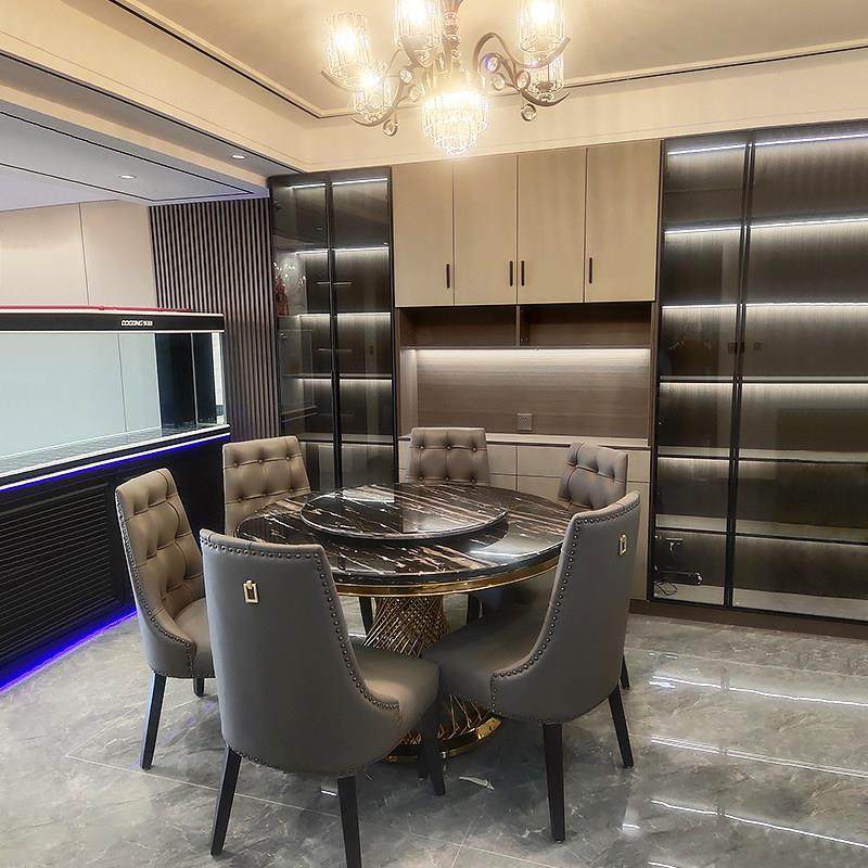 2024新款不锈钢圆形岩板餐桌带转盘轻奢高端家用大理石欧式圆桌椅,住宅家具,大理石餐桌,淘宝优惠券,粉丝福利购,淘宝优惠卷