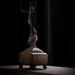 禅意陶瓷仿古盘香塔香仙鹤香炉摆件创意家居民宿风复古檀香香薰炉