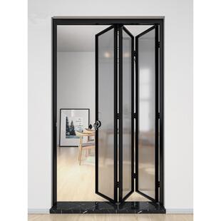 折叠门 钢化玻璃无下轨移门 卧室客厅饭厅化妆室隔板拉门厨房