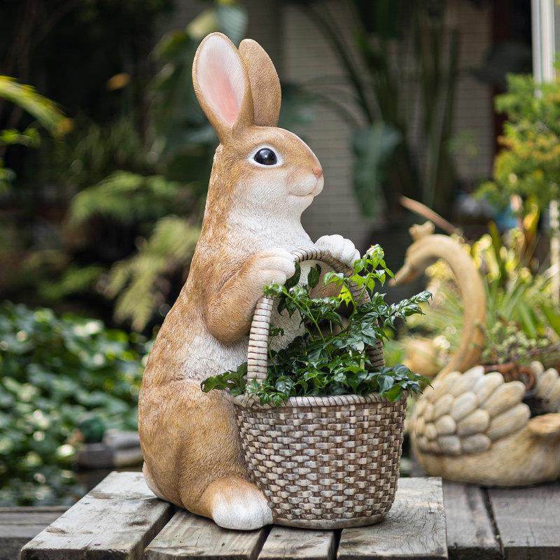可爱兔子树脂玻璃钢大花盆门口户外农家小院落地花器花园装饰摆件,家居饰品,花盆,淘宝优惠券,粉丝福利购,淘宝优惠卷