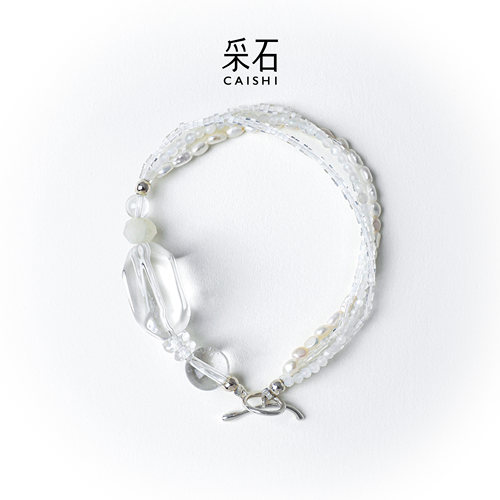 采石叠线星芒天然水晶多层手链