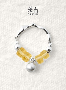 采石银球黄水戒指新年礼物