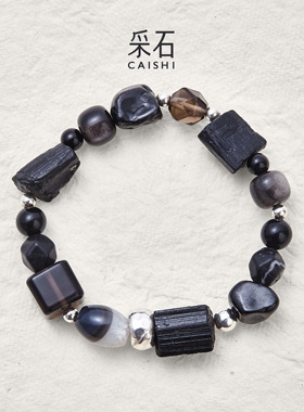采石studio｜原创「七重茶」黑色系高级小众日常通勤百搭时髦手串