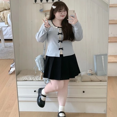 大码女装蝴蝶结减龄洋气U领假两件修身微胖mmT恤打底衫上衣潮1014