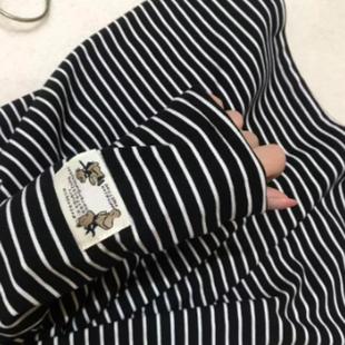 万搭条纹小熊保暖搭配神器秋冬慕斯绒内搭高级感上衣打底 大码