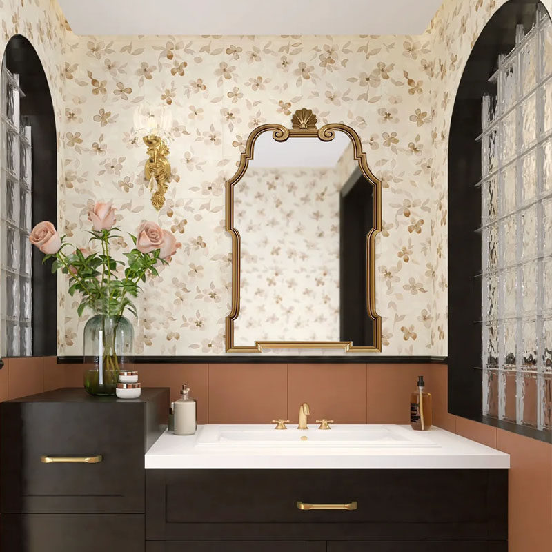 法式智能发光浴室镜卧室壁挂轻奢风梳妆镜led壁炉玄关高清装饰镜