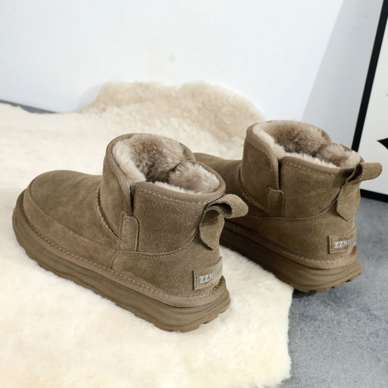 雪地靴女款加绒加厚东北大棉鞋冬季皮毛一体零下40度一脚蹬棉靴