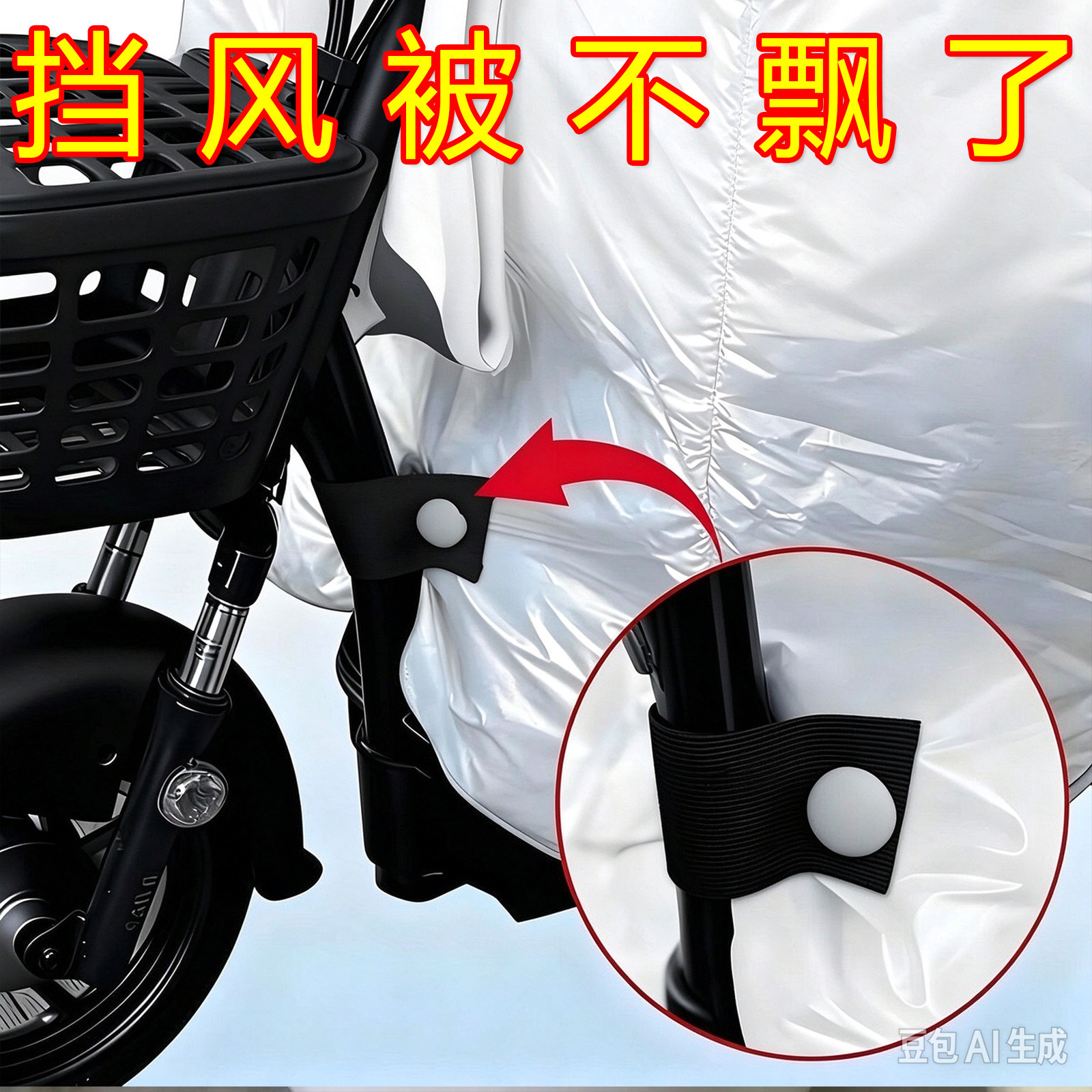 电动车挡风被下摆固定冬季挡风被固定卡扣免缝可拆卸防飘弹力夹绳