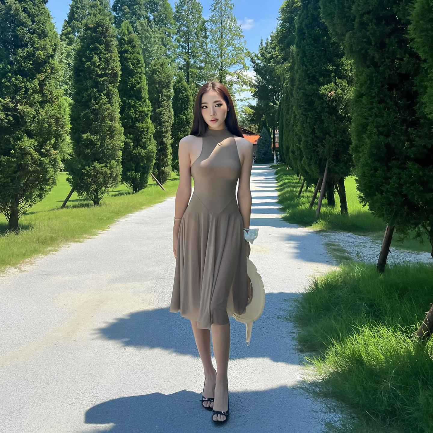 气质修身显瘦性感辣妹网纱长裙