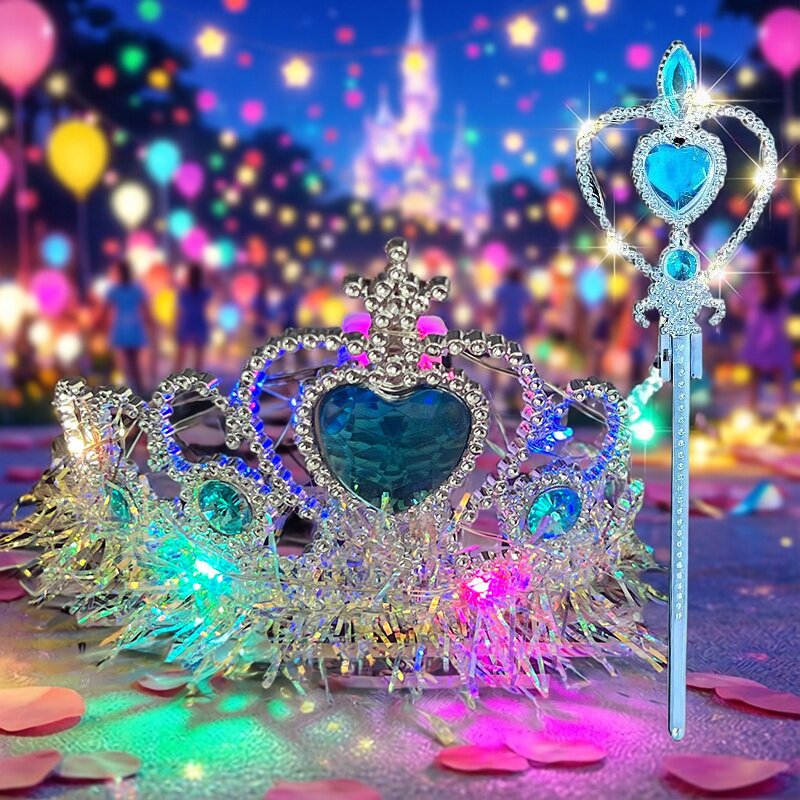 艾莎公主魔法棒可爱女孩生日皇冠头饰儿童仙女魔法皇冠生日礼物