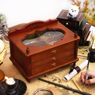 果设实木质首饰收纳盒精致高档黄金饰品耳饰手饰收纳生日新婚礼物
