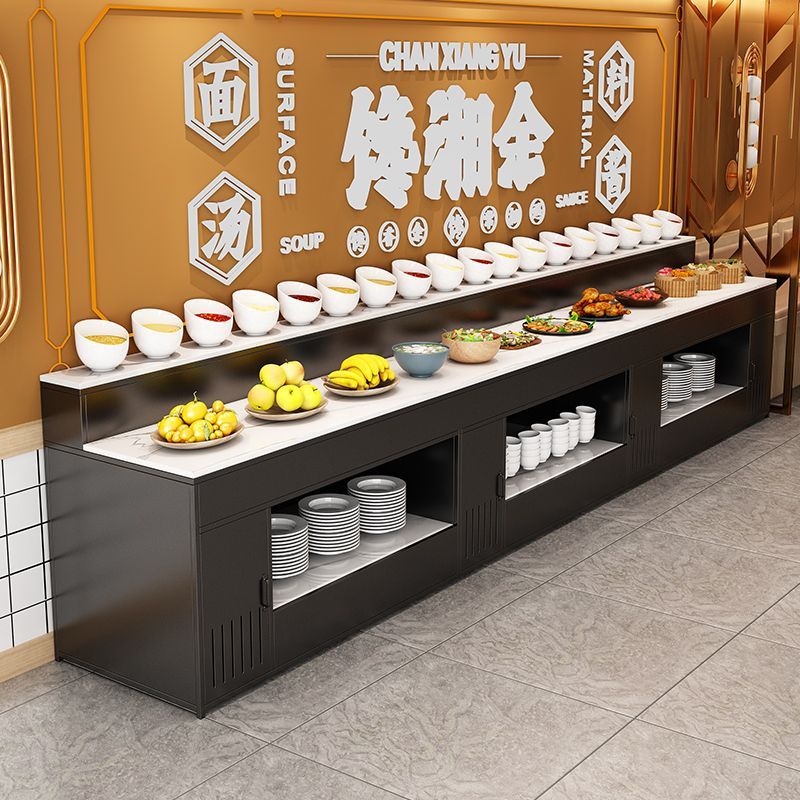 自助餐厅酒店食堂火锅店调料台靠墙取餐台水果台一体布菲台商用图片