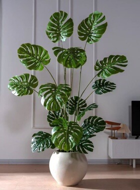 仿真绿植龟背竹高端轻奢盆栽大型室内客厅摆件仿真绿色植物