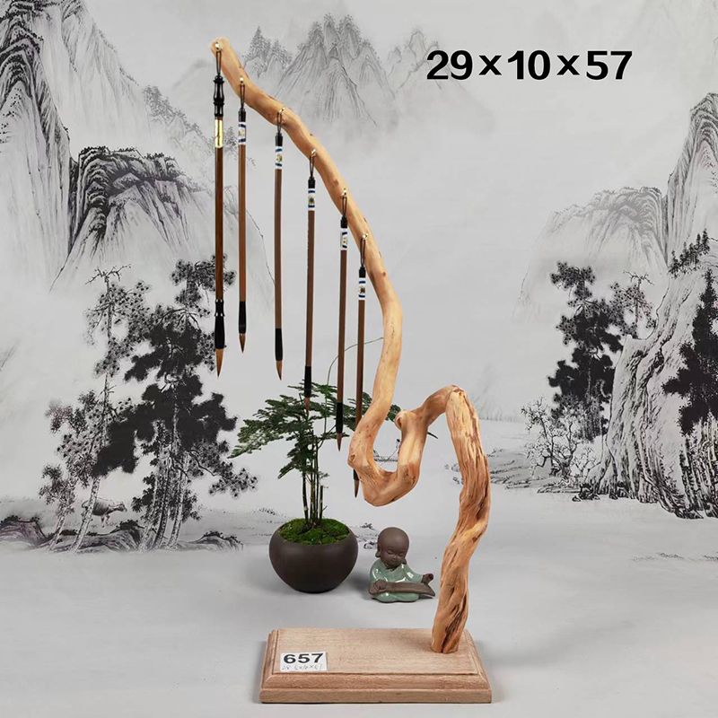 简约飘逸根雕毛笔架笔挂精选笔架子根艺文房四宝笔搁笔架山笔搁