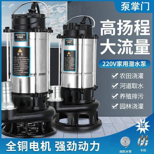 新款沼气池切割抽粪泵家用小型抽粪机厕所220V不锈钢切割式抽水泵