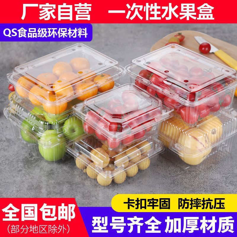一次性水果盒带盖保鲜盒草莓塑料果蔬一次性水果透明打包盒果切盒