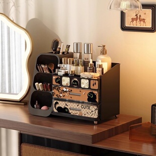2025新款化妆品收纳盒高级感桌面护肤防尘家用大容量分格梳妆台