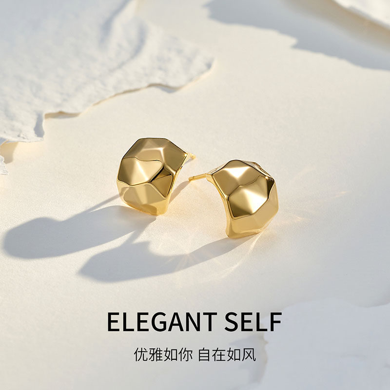 梦金园银饰 欧美个性925银耳钉女秋冬小众轻奢耳饰新年情人节礼物