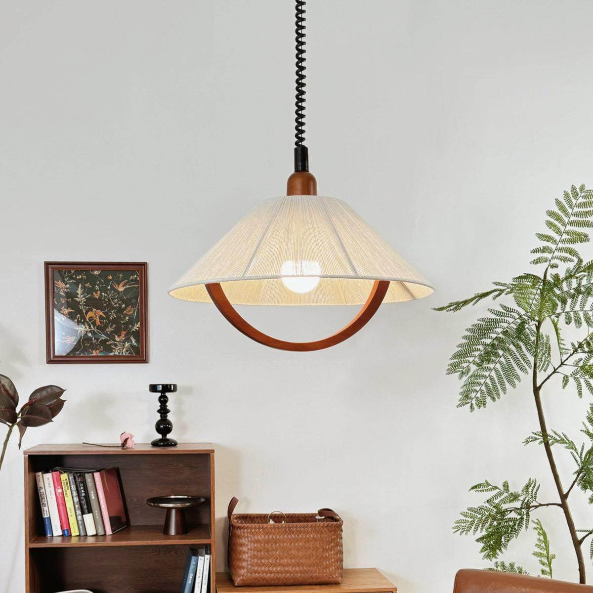 餐厅吊灯可升降法式中古原木奶油风棉麻民宿吧台卧室书房复古吊灯,家装灯饰光源,智能吊灯,淘宝优惠券,粉丝福利购,淘宝优惠卷